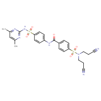 Chemical structure of 4-[bis(2-cyanoethyl)sulfamoyl]-N-{4-[(4,6-dimethylpyrimidin-2-yl)sulfamoyl]phenyl}benzamide - CSSB00121733325