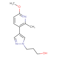 Chemical structure of 3-[4-(6-methoxy-2-methylpyridin-3-yl)-1H-pyrazol-1-yl]propan-1-ol - CSSB06590109610