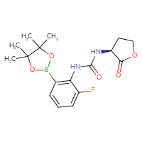 Chemical structure of 1-[2-fluoro-6-(4,4,5,5-tetramethyl-1,3,2-dioxaborolan-2-yl)phenyl]-3-[(3S)-2-oxooxolan-3-yl]urea - CSSB21245995871