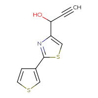 Chemical structure of 1-[2-(thiophen-3-yl)-1,3-thiazol-4-yl]prop-2-yn-1-ol - CSSB21246411015