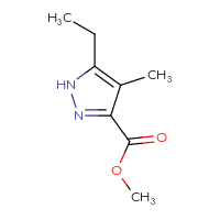 Chemical structure of methyl 5-ethyl-4-methyl-1H-pyrazole-3-carboxylate - CSSB00015900063