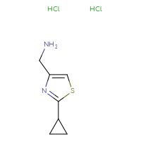 Chemical structure of 1-(2-cyclopropyl-1,3-thiazol-4-yl)methanamine dihydrochloride - CSSB00025775813