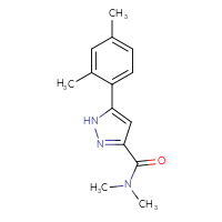 Chemical structure of 5-(2,4-dimethylphenyl)-N,N-dimethyl-1H-pyrazole-3-carboxamide - CSSB02000128541