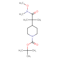 Chemical structure of tert-butyl 4-{1-[methoxy(methyl)carbamoyl]-1-methylethyl}piperidine-1-carboxylate - CSSB00160489770