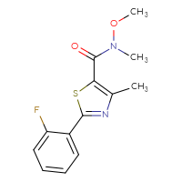 Chemical structure of 2-(2-fluorophenyl)-N-methoxy-N,4-dimethyl-1,3-thiazole-5-carboxamide - CSSB02017108697