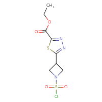 Chemical structure of ethyl 5-[1-(chlorosulfonyl)azetidin-3-yl]-1,3,4-thiadiazole-2-carboxylate - CSSB21224764756