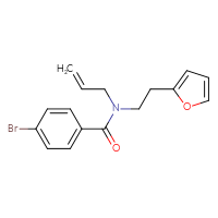 Chemical structure of 4-bromo-N-[2-(furan-2-yl)ethyl]-N-(prop-2-en-1-yl)benzamide - CSSB02042002834