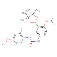 Chemical structure of 3-(2-chloro-4-methoxyphenyl)-1-[4-(difluoromethoxy)-3-(4,4,5,5-tetramethyl-1,3,2-dioxaborolan-2-yl)phenyl]urea - CSSB21332093545