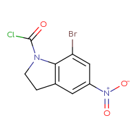 Chemical structure of 7-bromo-5-nitro-2,3-dihydro-1H-indole-1-carbonyl chloride - CSSB15016710640