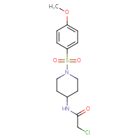 Chemical structure of 2-chloro-N-[1-(4-methoxybenzenesulfonyl)piperidin-4-yl]acetamide - CSSB21332056176
