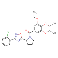 Chemical structure of 3-(2-chlorophenyl)-5-[1-(3,4,5-triethoxybenzoyl)pyrrolidin-2-yl]-1,2,4-oxadiazole - CSSB00025696591