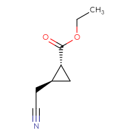 Chemical structure of ethyl (1R,2S)-2-(cyanomethyl)cyclopropane-1-carboxylate - CSSB00016236005