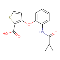 Chemical structure of 3-(2-cyclopropaneamidophenoxy)thiophene-2-carboxylic acid - CSSB00025730971