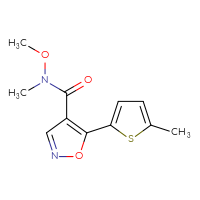 Chemical structure of N-methoxy-N-methyl-5-(5-methylthiophen-2-yl)-1,2-oxazole-4-carboxamide - CSSB21151591931