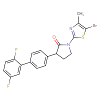 Chemical structure of 1-(5-bromo-4-methyl-1,3-thiazol-2-yl)-3-{2',5'-difluoro-[1,1'-biphenyl]-4-yl}pyrrolidin-2-one - CSSB21415998082