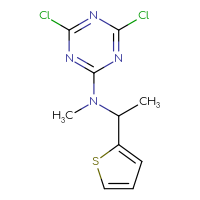 Chemical structure of 4,6-dichloro-N-methyl-N-[1-(thiophen-2-yl)ethyl]-1,3,5-triazin-2-amine - CSSB00005693442