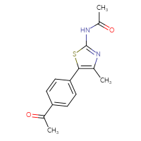Chemical structure of N-[5-(4-acetylphenyl)-4-methyl-1,3-thiazol-2-yl]acetamide - CSSB21253045973