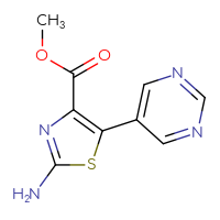 Chemical structure of methyl 2-amino-5-(pyrimidin-5-yl)-1,3-thiazole-4-carboxylate - CSSB00102767736
