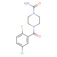 Chemical structure of 4-(5-chloro-2-fluorobenzoyl)piperazine-1-carboxamide - CSSB01447575212