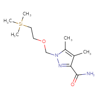 Chemical structure of 4,5-dimethyl-1-{[2-(trimethylsilyl)ethoxy]methyl}-1H-pyrazole-3-carboxamide - CSSB20621663230