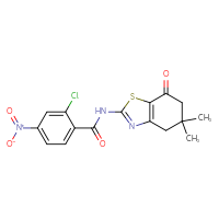 Chemical structure of 2-chloro-N-(5,5-dimethyl-7-oxo-4,5,6,7-tetrahydro-1,3-benzothiazol-2-yl)-4-nitrobenzamide - CSSB00102625787