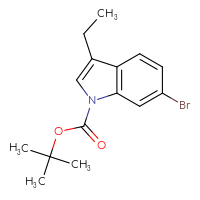 Chemical structure of tert-butyl 6-bromo-3-ethyl-1H-indole-1-carboxylate - CSSB21332060940