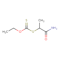 Chemical structure of 2-[(ethoxymethanethioyl)sulfanyl]propanamide - CSSB21043413144