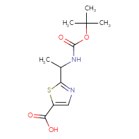 Chemical structure of 2-(1-{[(tert-butoxy)carbonyl]amino}ethyl)-1,3-thiazole-5-carboxylic acid - CSSB00010384284