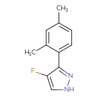 Chemical structure of 3-(2,4-dimethylphenyl)-4-fluoro-1H-pyrazole - CSSB08120498084