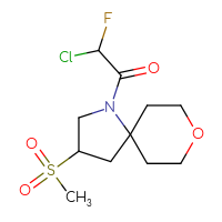 Chemical structure of 2-chloro-2-fluoro-1-{3-methanesulfonyl-8-oxa-1-azaspiro[4.5]decan-1-yl}ethan-1-one - CSSS14790103345