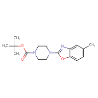Chemical structure of tert-butyl 4-(5-methyl-1,3-benzoxazol-2-yl)piperazine-1-carboxylate - CSSB00134783247