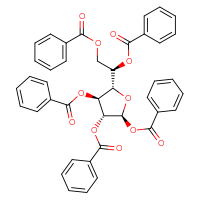 Chemical structure of (1R)-2-(benzoyloxy)-1-[(2S,3S,4R,5S)-3,4,5-tris(benzoyloxy)oxolan-2-yl]ethyl benzoate - CSSB20785358759