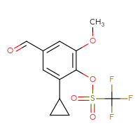 Chemical structure of 2-cyclopropyl-4-formyl-6-methoxyphenyl trifluoromethanesulfonate - CSSB20976903496