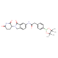 Chemical structure of N-[2-(2,6-dioxopiperidin-3-yl)-3-oxo-2,3-dihydro-1H-isoindol-5-yl]-2-[4-(4,4,5,5-tetramethyl-1,3,2-dioxaborolan-2-yl)phenyl]acetamide - CSSB21531608971