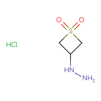 Chemical structure of 3-hydrazinyl-1λ⁶-thietane-1,1-dione hydrochloride - CSSB02495338739