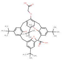 Chemical structure of 2-{[5,11,17,23-tetra-tert-butyl-27-(carboxymethoxy)-26,28-dimethoxypentacyclo[19.3.1.1³,⁷.1⁹,¹³.1¹⁵,¹⁹]octacosa-1(25),3,5,7(28),9,11,13(27),15,17,19(26),21,23-dodecaen-25-yl]oxy}acetic acid - CSSB03496541227