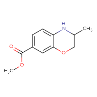 Chemical structure of methyl 3-methyl-3,4-dihydro-2H-1,4-benzoxazine-7-carboxylate - CSSB00010933650