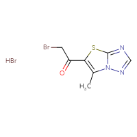 Chemical structure of 2-bromo-1-{6-methyl-[1,2,4]triazolo[3,2-b][1,3]thiazol-5-yl}ethan-1-one hydrobromide - CSSB00009828221