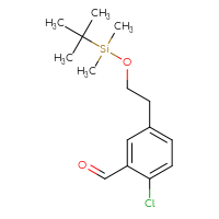 Chemical structure of 5-{2-[(tert-butyldimethylsilyl)oxy]ethyl}-2-chlorobenzaldehyde - CSSB00161106508
