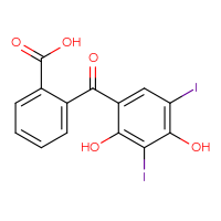 Chemical structure of 2-(2,4-dihydroxy-3,5-diiodobenzoyl)benzoic acid - CSSB00137314882