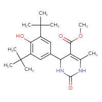 Chemical structure of methyl 4-(3,5-di-tert-butyl-4-hydroxyphenyl)-6-methyl-2-oxo-1,2,3,4-tetrahydropyrimidine-5-carboxylate - CSSB00132760057