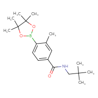 Chemical structure of N-(2,2-dimethylpropyl)-3-methyl-4-(4,4,5,5-tetramethyl-1,3,2-dioxaborolan-2-yl)benzamide - CSSB02526777709