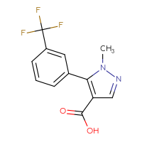 Chemical structure of 1-methyl-5-[3-(trifluoromethyl)phenyl]-1H-pyrazole-4-carboxylic acid - CSSB00103100395