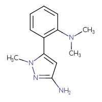 Chemical structure of 5-[2-(dimethylamino)phenyl]-1-methyl-1H-pyrazol-3-amine - CSSB06583044660