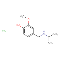 Chemical structure of 2-methoxy-4-{[(propan-2-yl)amino]methyl}phenol hydrochloride - CSSB06446556252