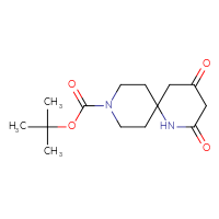 Chemical structure of tert-butyl 2,4-dioxo-1,9-diazaspiro[5.5]undecane-9-carboxylate - CSSB00015638562