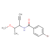 Chemical structure of 4-bromo-N-(4-methoxypent-1-yn-3-yl)benzamide - CSSB01988359227