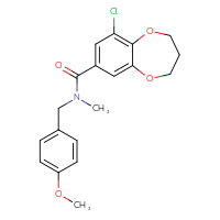 Chemical structure of 9-chloro-N-[(4-methoxyphenyl)methyl]-N-methyl-3,4-dihydro-2H-1,5-benzodioxepine-7-carboxamide - CSSB00026031921