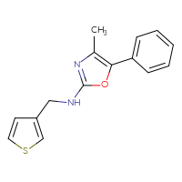 Chemical structure of 4-methyl-5-phenyl-N-[(thiophen-3-yl)methyl]-1,3-oxazol-2-amine - CSSB15076303009