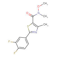 Chemical structure of 2-(3,4-difluorophenyl)-N-methoxy-N,4-dimethyl-1,3-thiazole-5-carboxamide - CSSB02038011218